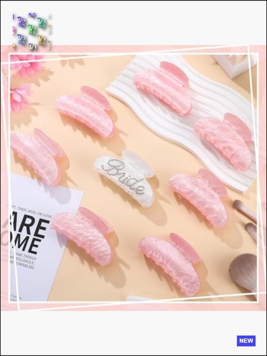 8pcs Bridesmaid Hair Clips Acrylic Claw Clamps Non-slip Large Bulk Wedding main image 6